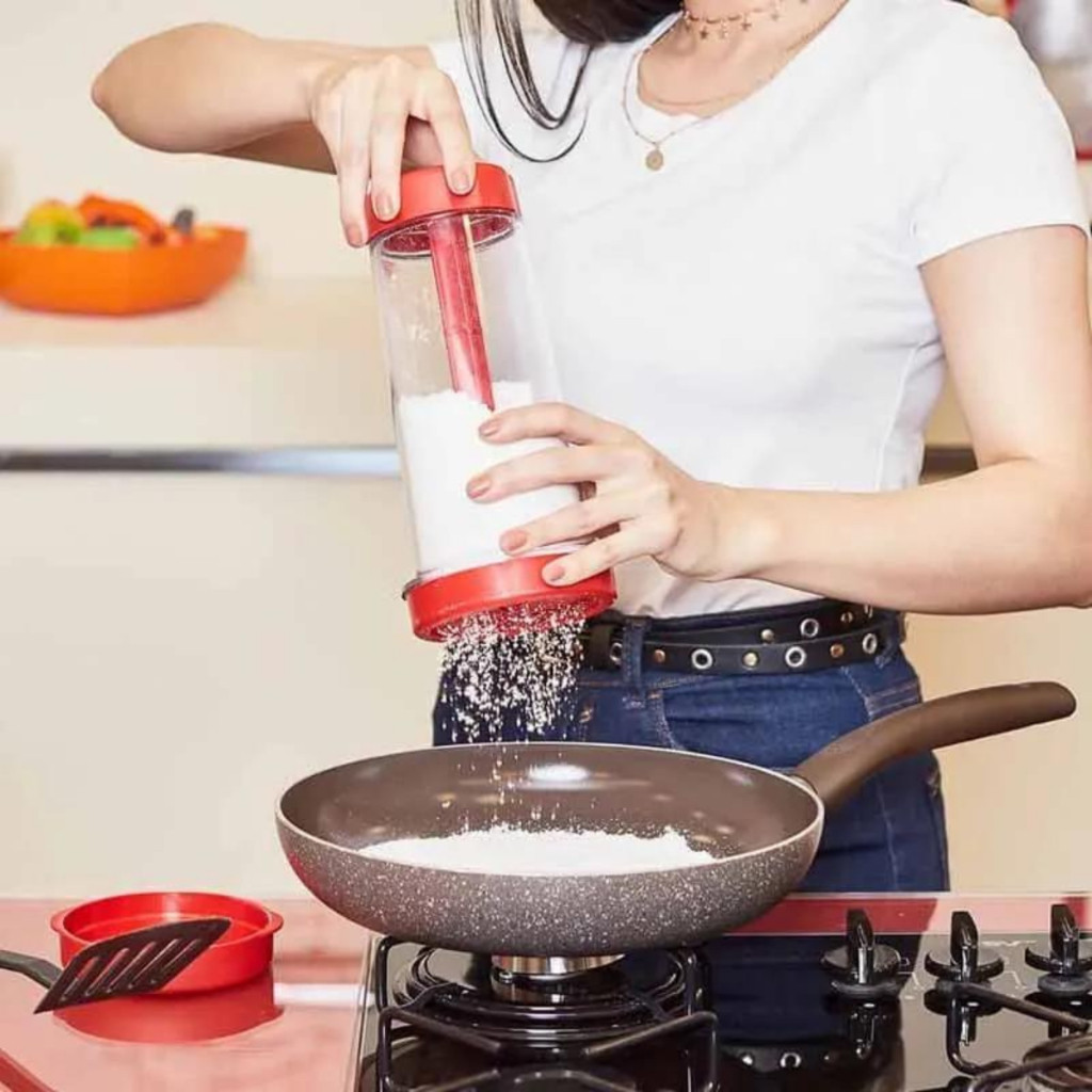 Imagem Tapioqueira Peneira Polvilhador - Armazena Tapioca Beiju Tapioca Farinha Cozinha Utensilio