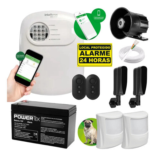 Kit Alarme Intelbras 2 Sensor Pet C/ Fio E Par De Barreira