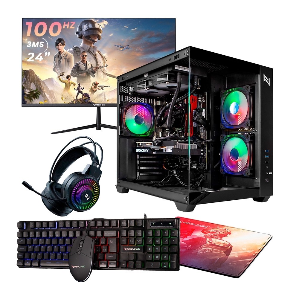 PC GAMER COMPLETO RYZEN 5 5600GT 16GB 3200MHZ SSD 480GB M.2 500W 80 PLUS MONITOR 24" 100HZ NLI87596 - Computers & Accessories