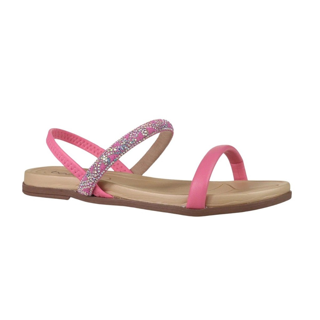 Sandália Rasteira Feminina Boreal Strass Pink  Beira Rio - Rosa