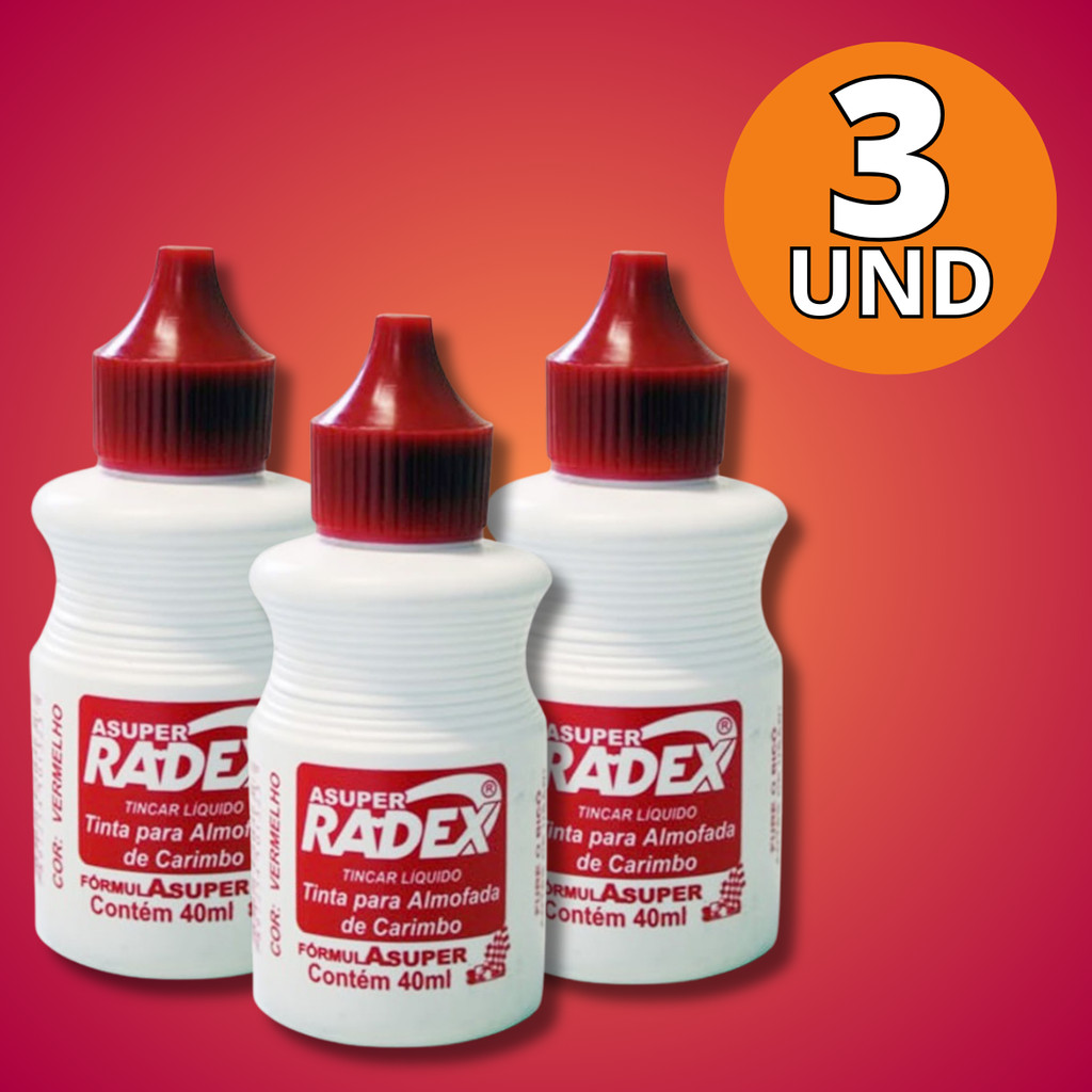 Kit 3 Tinta Vermelha Para Almofada De Carimbo Radex 40ml Refil em Oferta na Shopee