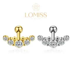 Piercing Minibarbell Aço Cirúrgico 5 Pedras Strass Helix Flat Conch Tragus Lóbulo e Outros