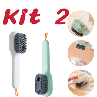 kit 2  Escova Limpa Sapato Com Dispenser Reservatório  ming