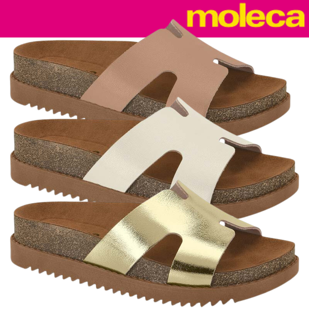 Sandália Feminina Moleca Tamanco Plataforma Camurça Conforto em Oferta na Shopee