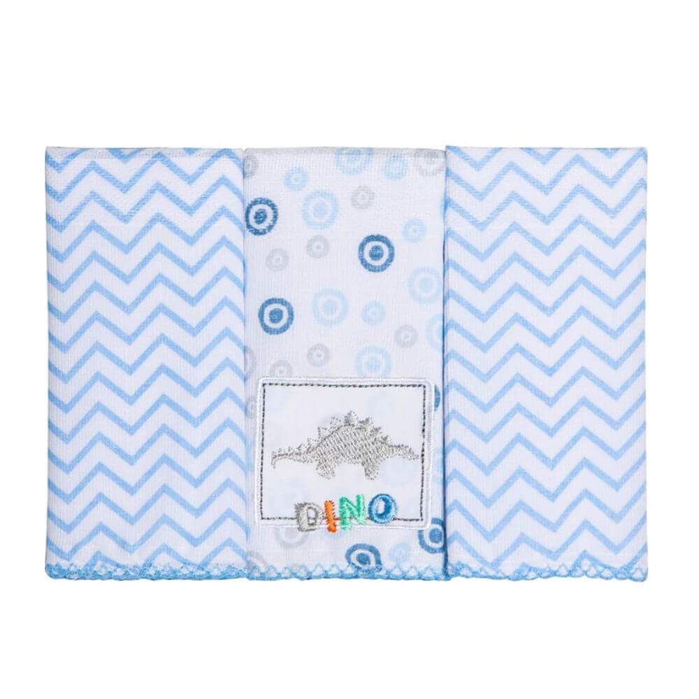 Kit Pano De Boca Estampado Papi Bordados Dino - 03 Peças
