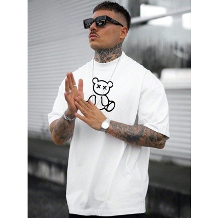 Camiseta Oversized Urso X Streetwear Caimento Top 100% algodão