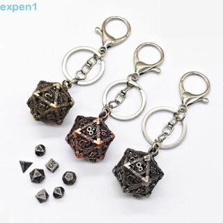 EXPEN 1 Conjunto De Chaveiro De Dados De Metal Oco , DND TRPG Poliédricos Requintado