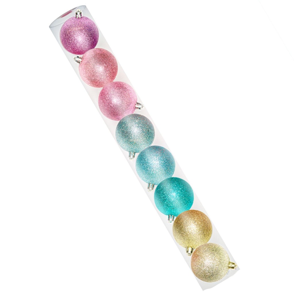 Bola de Natal Colorida e Brilhante Kit com 5 bolinhas Pequenas 5cm Rainbow Glitter Enfeite Natalinos pra Arvore