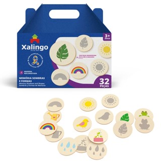 JOGO DA MEMÓRIA SOMBRAS E FORMAS II 32 PEÇAS XALINGO MADEIRA REFLORESTADA CONCENTRAÇÃO FOCO MEMÓRIA em Oferta na Shopee