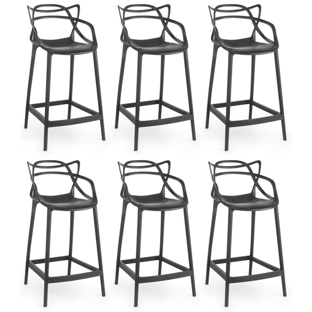 Kit 6 Banquetas Média Allegra 66cm Design Cozinha/Bancada em Oferta na Shopee