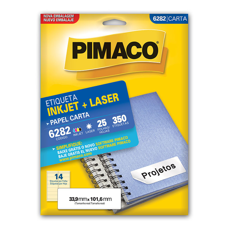 Etiqueta inkjet/laser carta 6282 com 25 folhas Pimaco em Oferta na Shopee