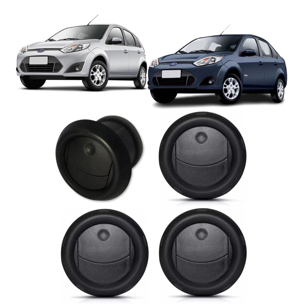 KIT 4 DIFUSORES AR CENTRAL E LATERAL FIESTA 2008 2009 2010 2011 2012 2013 2014 PRETO
