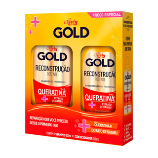 Kit Shampoo Niely Gold Reconstrução Potente Max Queratina-V 275ml + Condicionador 175ml em Oferta na Shopee