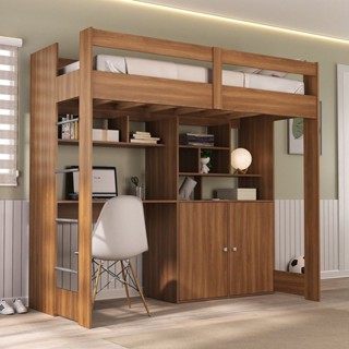 Cama de Solteiro Zwork 2 Portas com Escrivaninha Multifuncional Yescasa em Oferta na Shopee