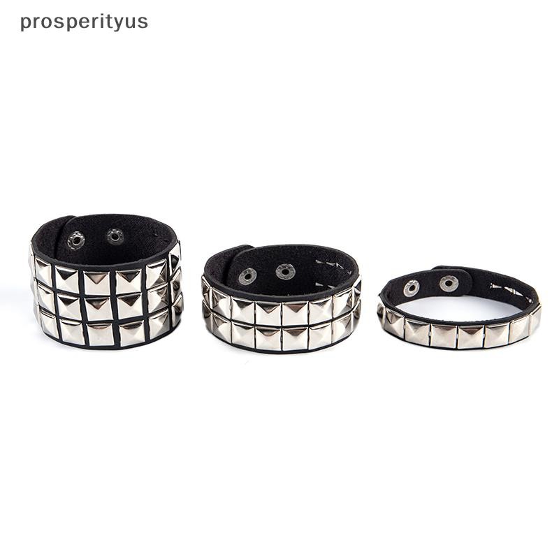 [prosperityus] Pulseira Unissex De Rebite Com Punho Largo Punk Gótico Rock Joias Masculinas [BR] em Oferta na Shopee