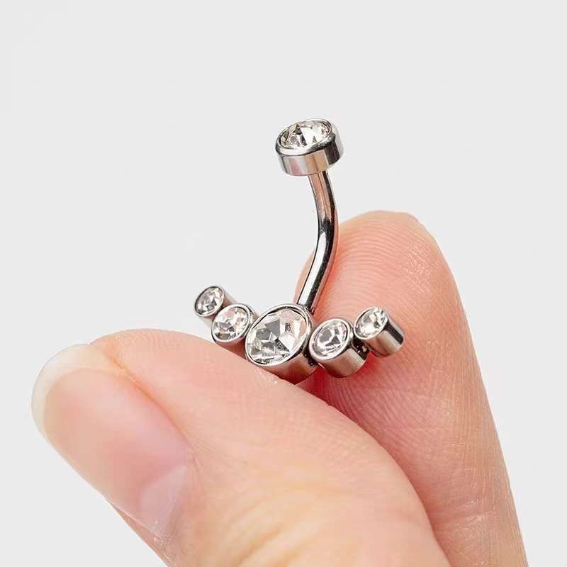 Detalhes do Piercing Umbigo  Banana Aço Inox Zircônia/Prata