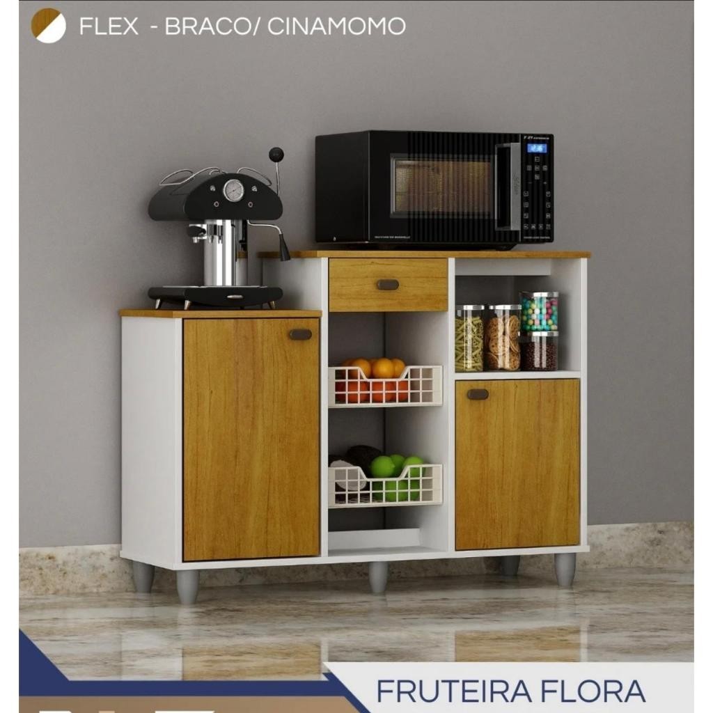 Armário Fruteira Flora 2 Portas 1 Gaveta, Móvel para Cozinha com Design Versátil !!! em Oferta na Shopee