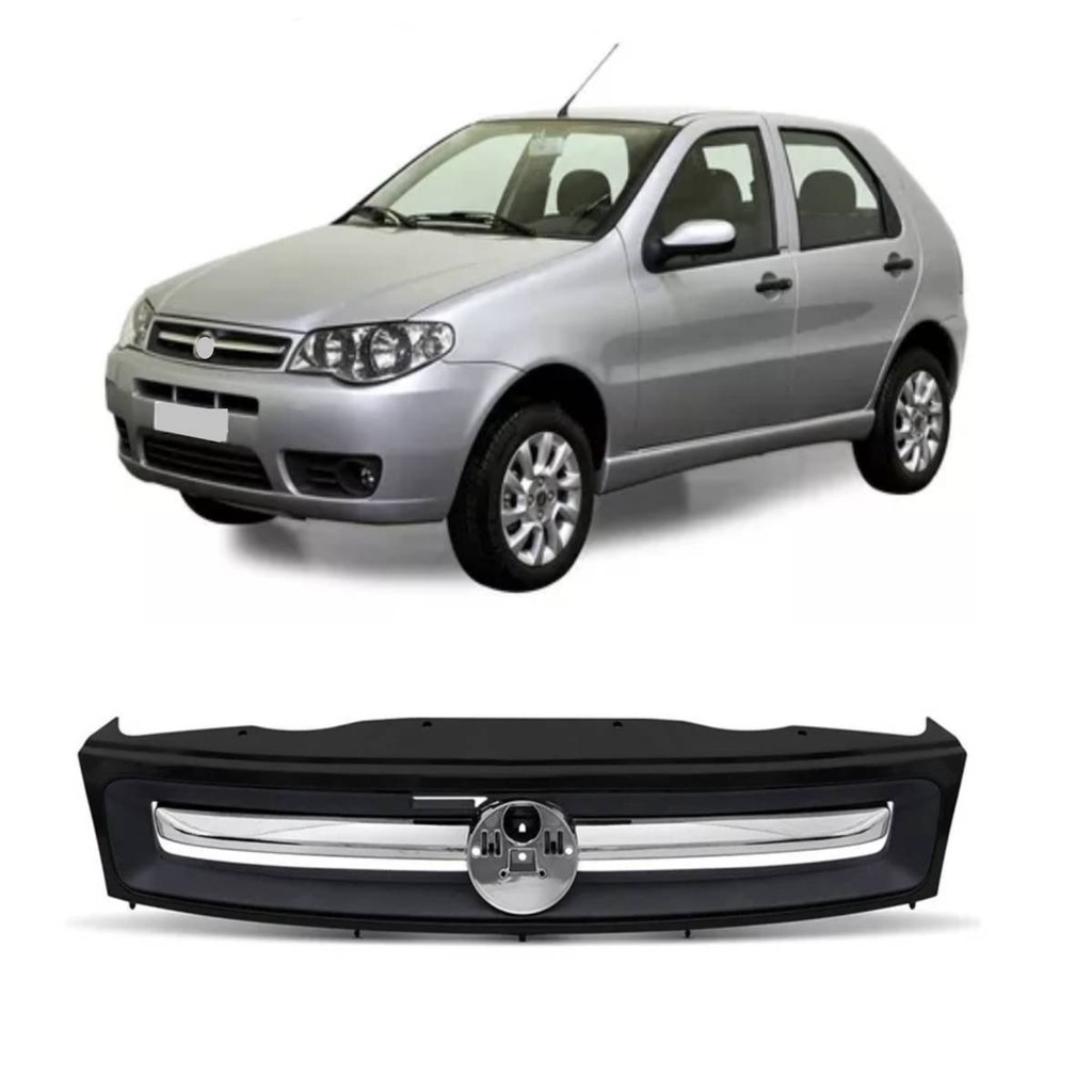 Grade Frontal Radiador Palio/ Strada G3 2010 2011 2012 2013 Preta Aplique Cromado