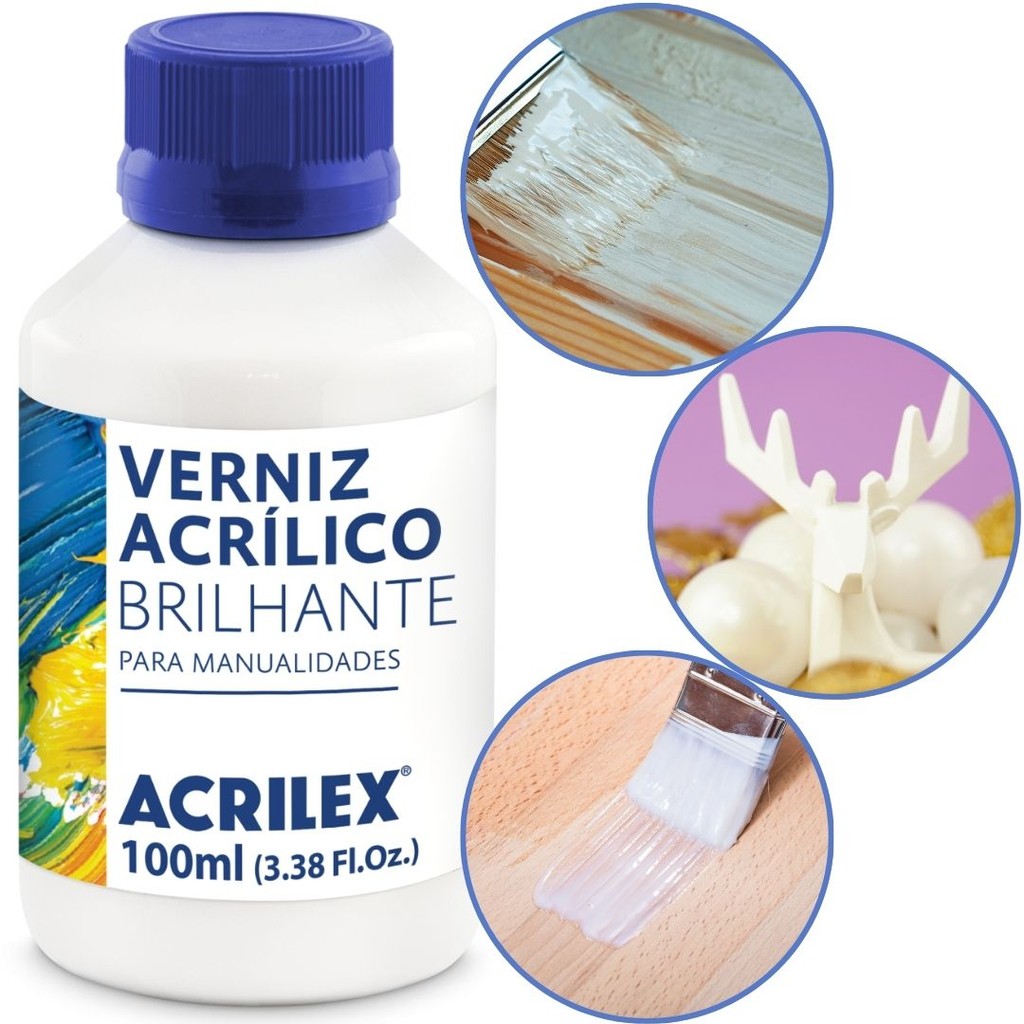 Verniz Acrílico Brilhante 100ml Incolor Brilho Intenso E Proteção Duradoura P/ Madeira Tela Papel Gesso em Oferta na Shopee