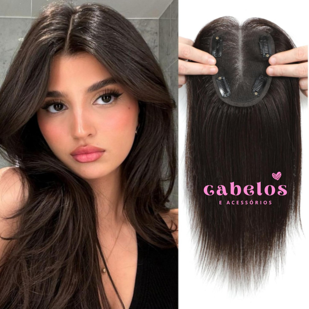 Top Closure cabelo humano topo de cabeça natural liso em Oferta na Shopee