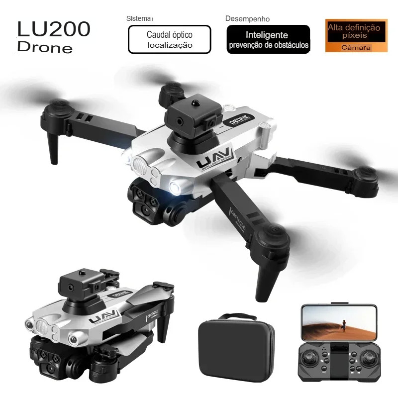 Drone LU200 8k ,Câmera Tripla HD, Wi-Fi, Fotografia Aérea, Evita Obstáculos 1 Bateria