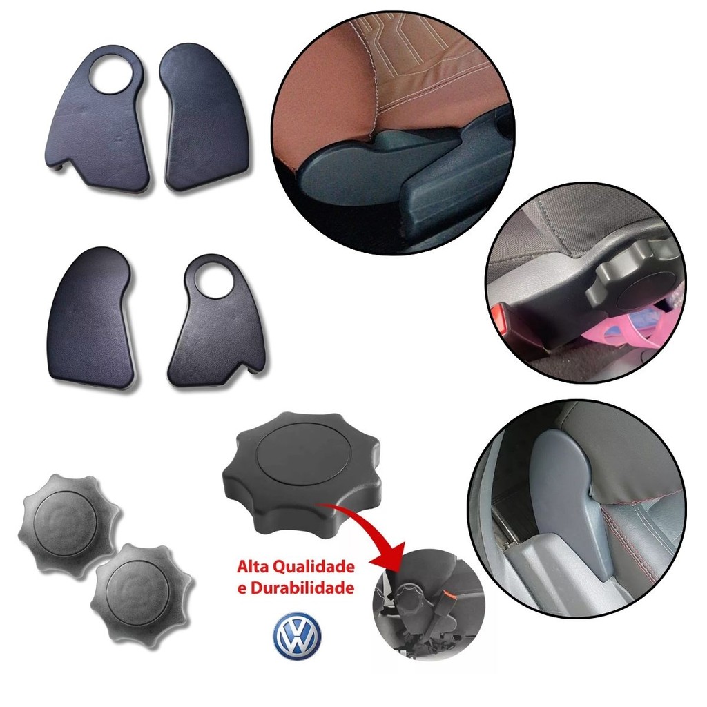 Kit  6 peças Capas e Manoplas para Acabamento Completo do Banco Preto Fox 04/10 Amarok 10/12 SpaceFox 06/10