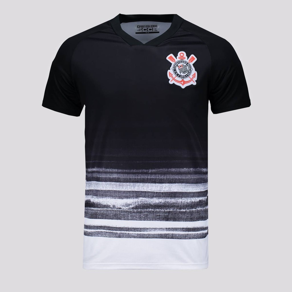 Camisa Corinthians Wave Preta e Branca