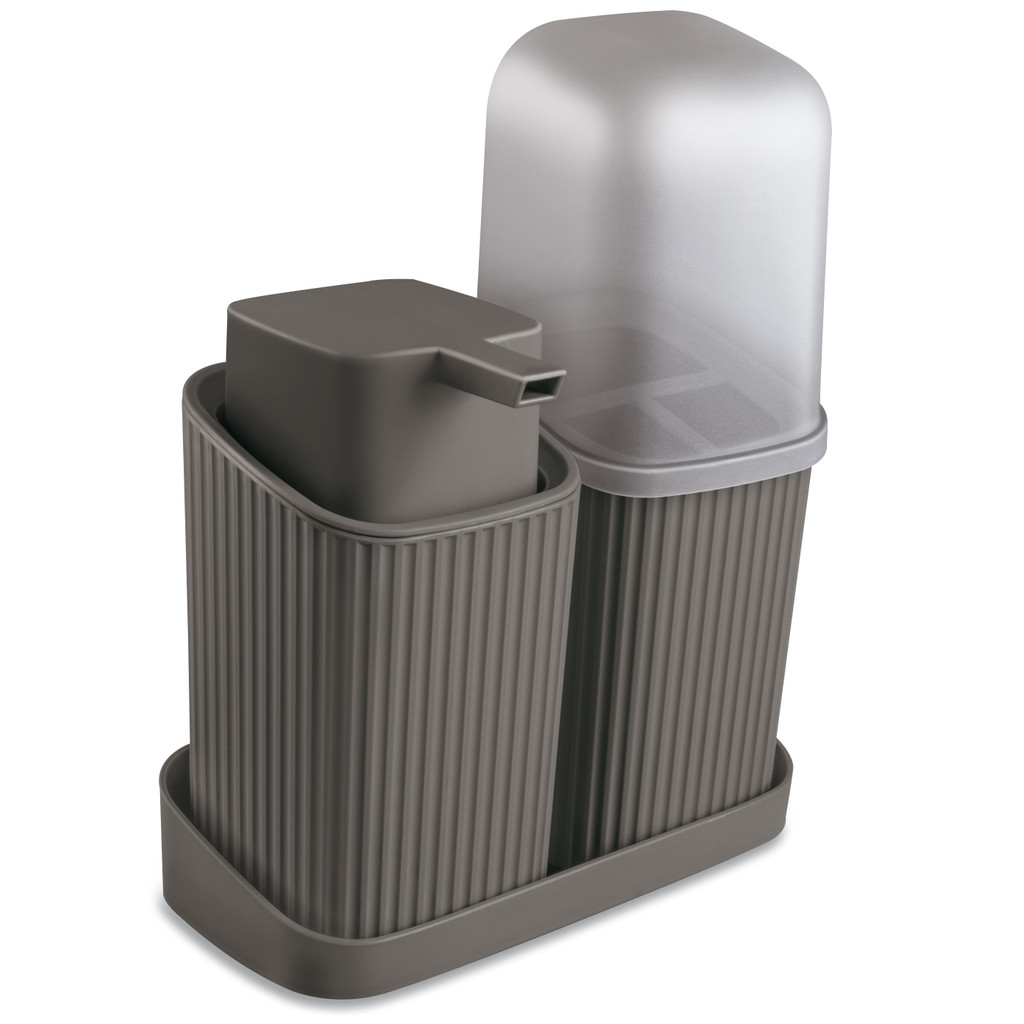 Kit Banheiro Duo - Porta Sabonete liquido - Porta Escova - Bandeja em Oferta na Shopee