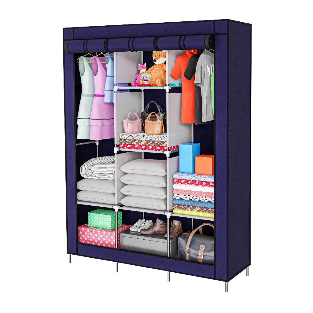 Detalhes do Organizador Roupa com Cabideiro Compacto Desmontável Azul