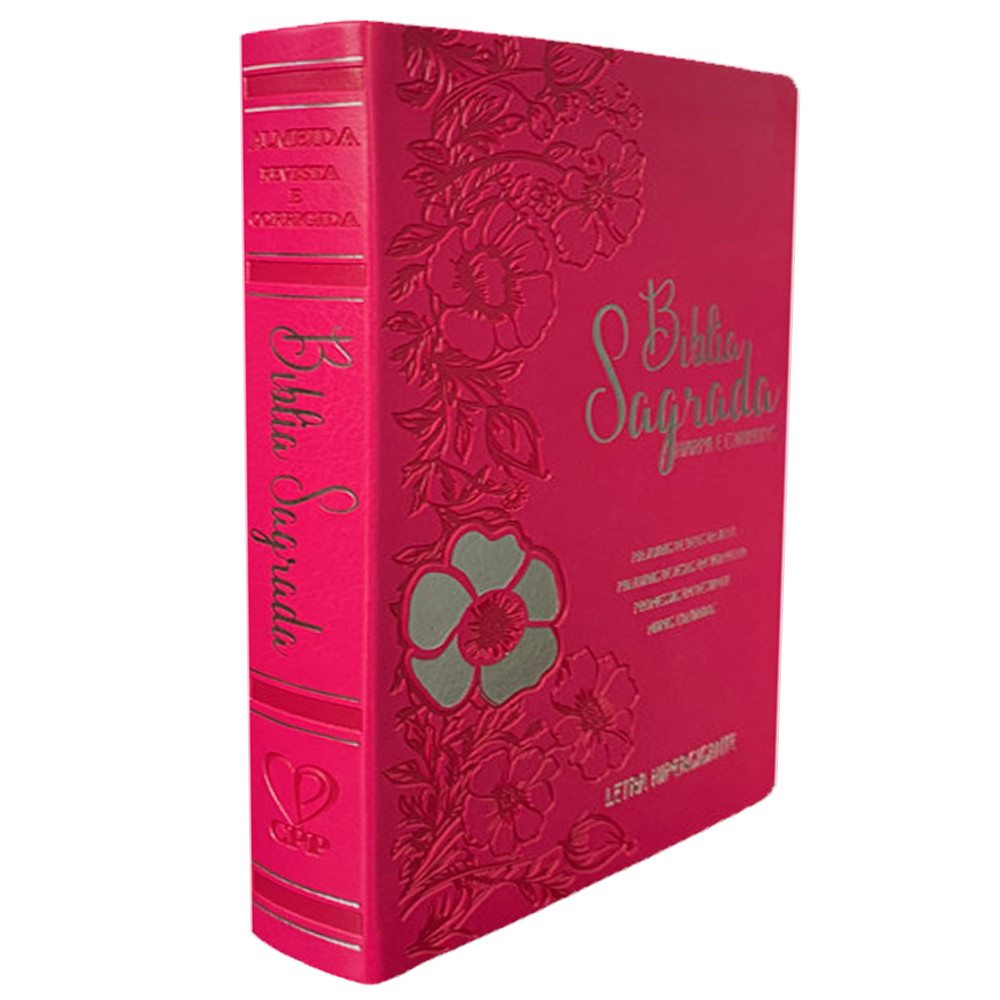 Bíblia Sagrada | Letra Hipergigante | ARC | Harpa Avivada e Corinhos | Capa PU Luxo Floral Dália Pink - Books & Magazines