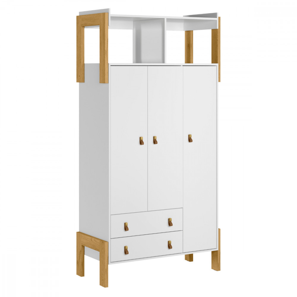 Guarda Roupa Infantil Fantasia 3 Portas 2 Gavetas Branco Qmovi - Home & Living