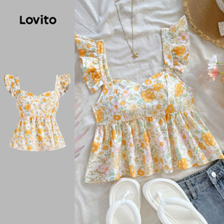 Lovito Blusa Regata Feminina Com Babados Florais Fofos Verão/primavera L128ED489 em Oferta na Shopee