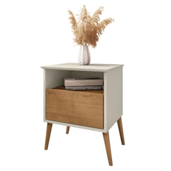 Mesa de Cabeceira Cancun 1 Gaveta Off White com Naturalle Bechara