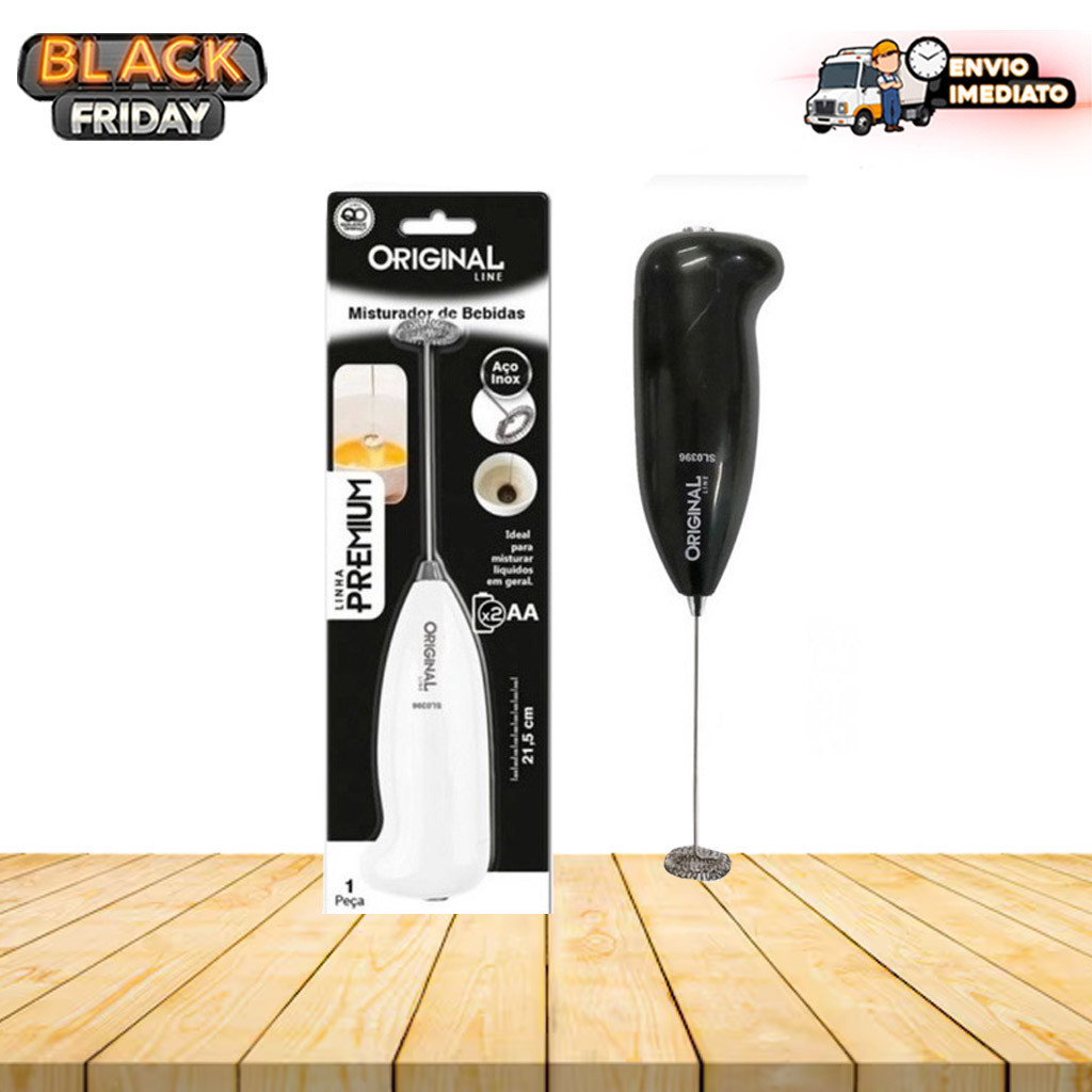 Mini Mixer Elétrico Inox - Misturador para Café, Chá e Bebidas - Original Line (Pilha Não Inclusa)