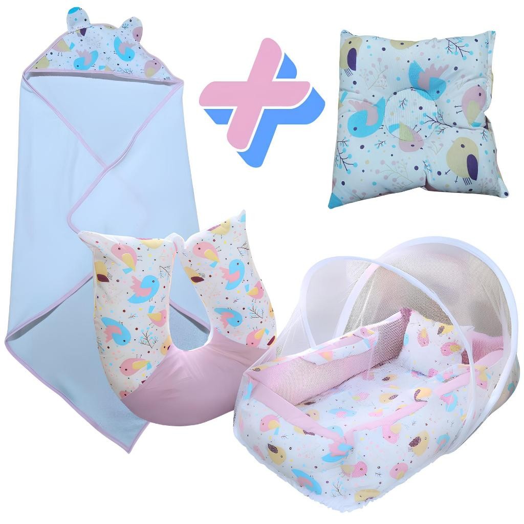 Kit Perfeito: Toalha Infantil, Ninho Redutor, Almofada de Amamentação e Travesseiro Anatômico em Oferta na Shopee