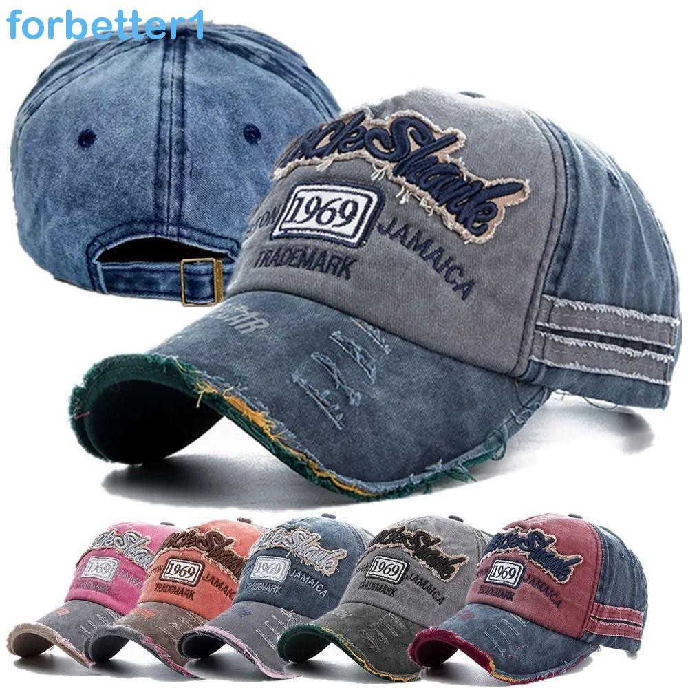 Boné De Beisebol Com Letras FORBETTER , Chapéu Snapback Vintage De 1969 De Caminhoneiro Casual Ajustável Jeans Lavado