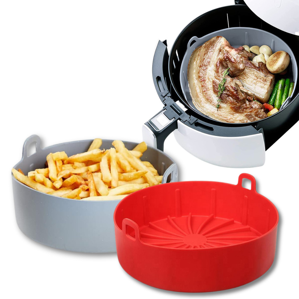 2 Forma De Silicone Para Air Fryer Forno Microondas Fritadeira Assadeira Reutilizável Antiaderente Flexível
