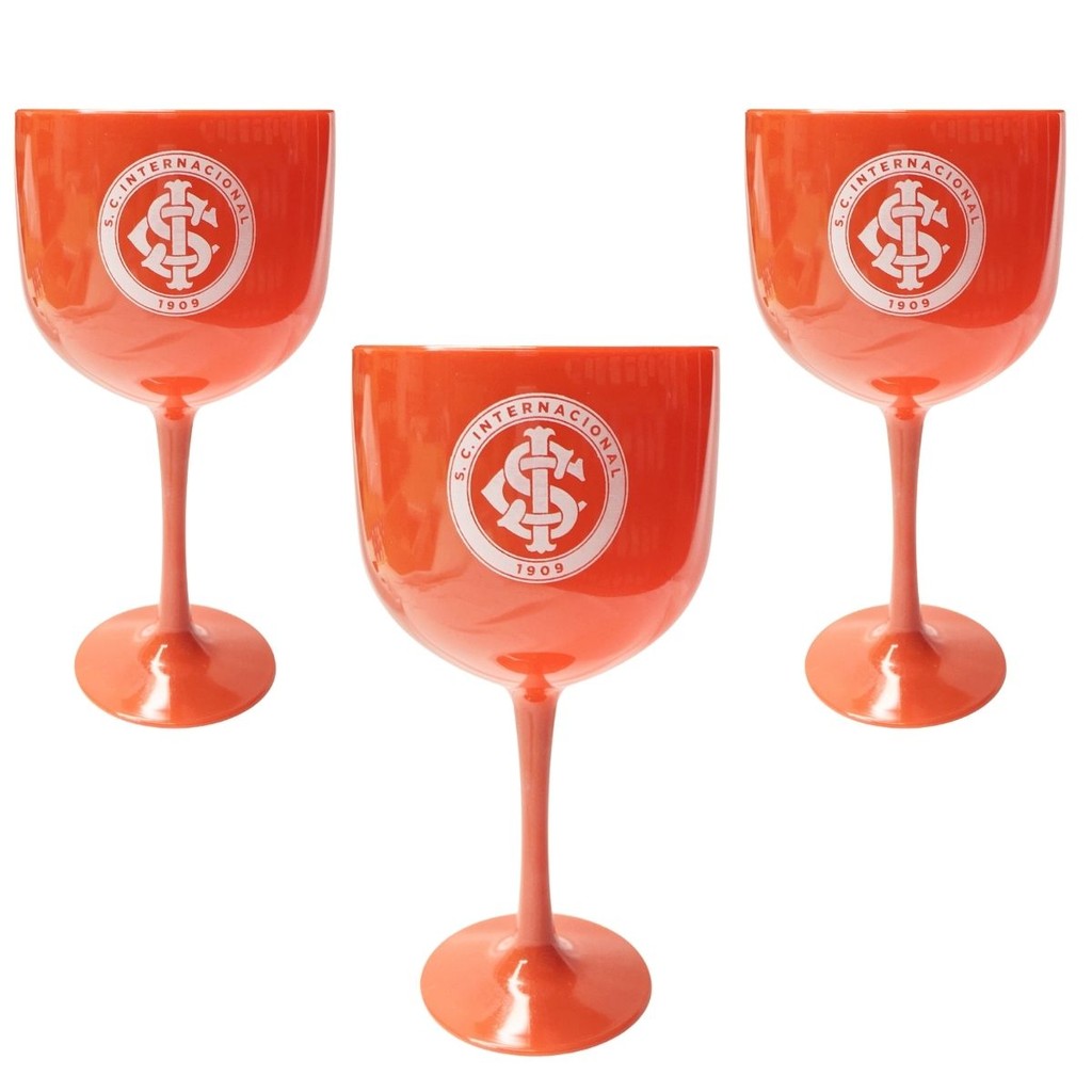 Kit 3Un Taça Copo Plástico Vermelho Gin Drinks Coquetéis Bebidas 580ml Festa Time Internacional