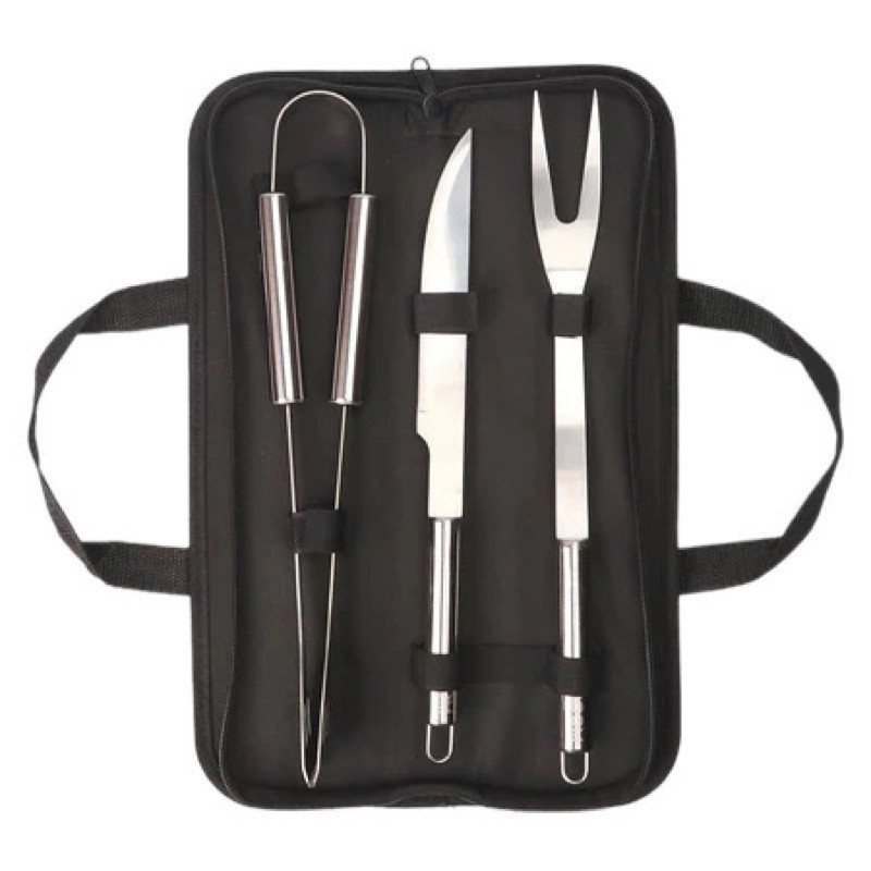 Kit Churrasco 3 Peças Maleta Profissional Churrasqueira Faca—BM1007