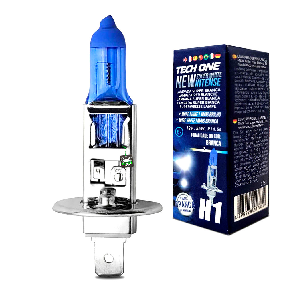 Lâmpada Super Branca H1 8500k Tipo Xênon 12V 55W Techone