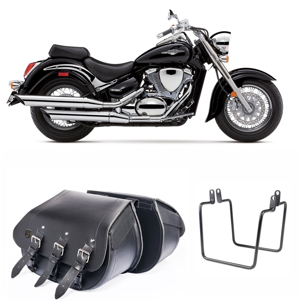 Alforge Bolsa Mala Baú Lateral Para Moto Custom 32L Com Afastador Suzuki Boulevard M 800 1500