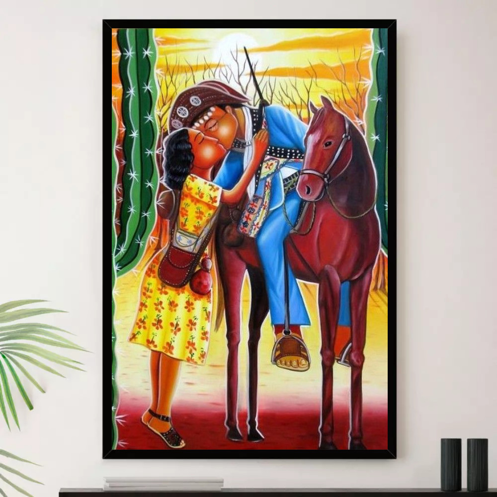 Quadro Lampiao Maria Bonita Cavalo Decorativo A3 35x45cm