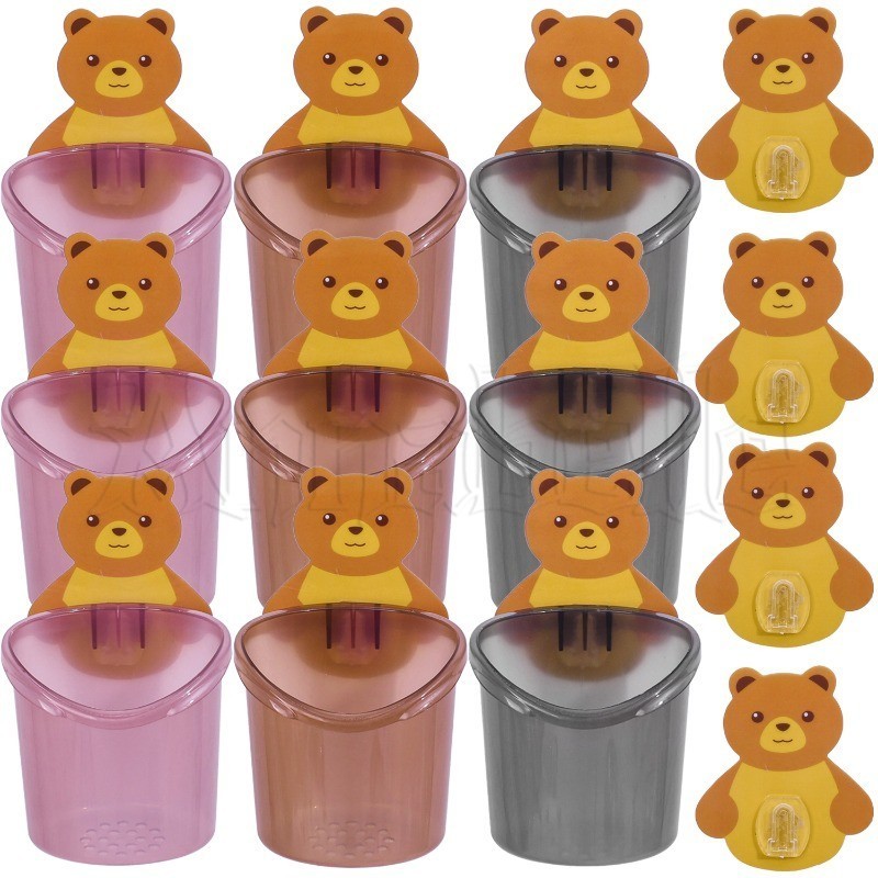Copo De Escova De Dentes De Urso Montado Na Parede-Armazenamento De Banho-Traceless , Sem Perfurações-Rack-Com Furo De D em Oferta na Shopee