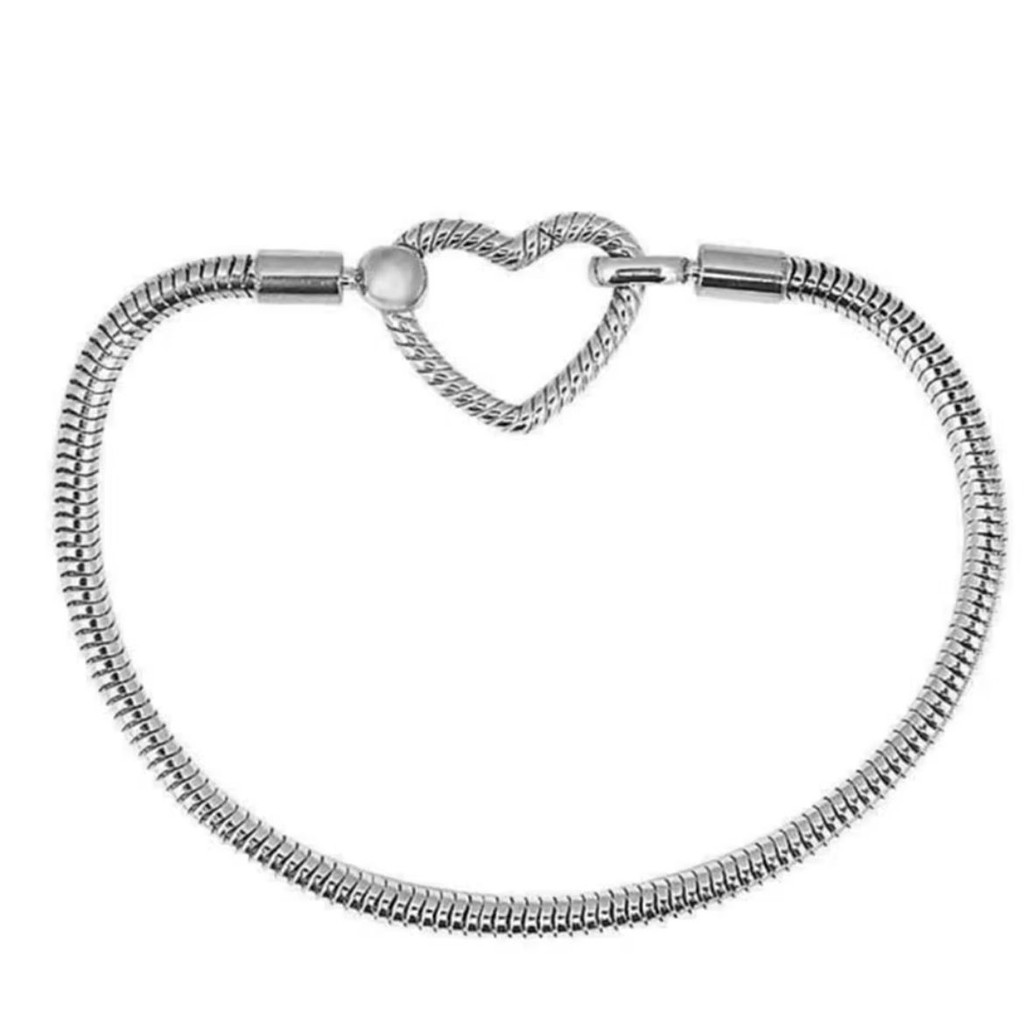 Pulseira Para Berloques Fecho Coração Vazado Aço Inoxidavel Maleável Universal em Oferta na Shopee