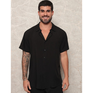 Camisa Botão Manga Curta Masculina Slim Cores Social Verão Camisa Praia Tropical Havaiana Ano Novo