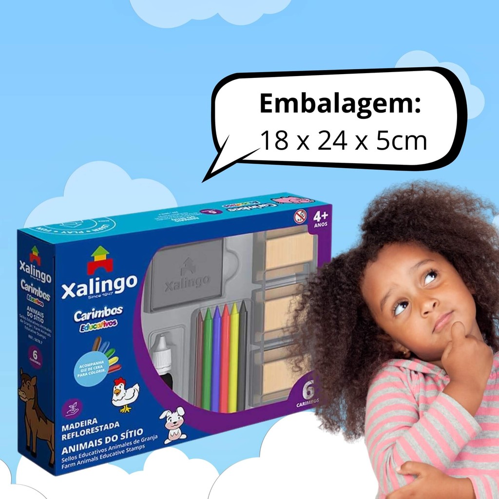 Detalhes do Brinquedo Infantil Carimbos Educativos Animais do Sitio Xalingo - 50787