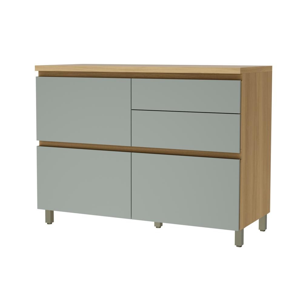 Balcão de Cozinha Rainha Nesher MDF 1 Porta Basculante e 4 Gavetas Nature Verde