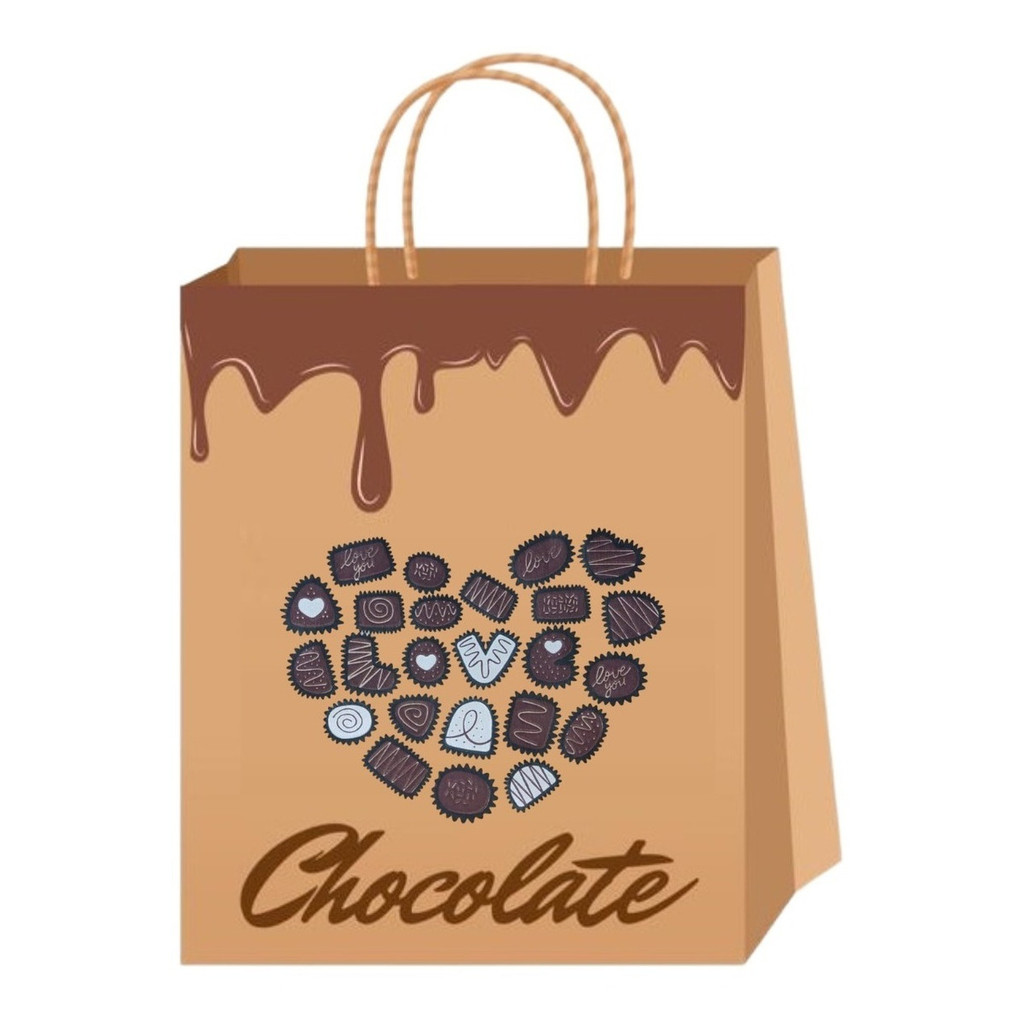 25 Sacolas Kraft Papel Desenho Chocolate Tamanhos P M G em Oferta na Shopee