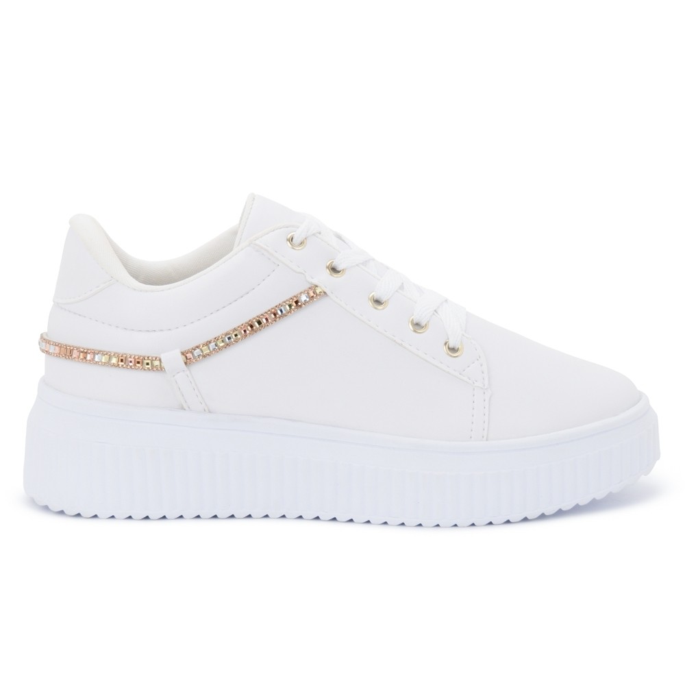 Tênis Flatform Feminino Branco Sola Alta Plataforma Casual Estiloso e Confortável Ref: 1.103