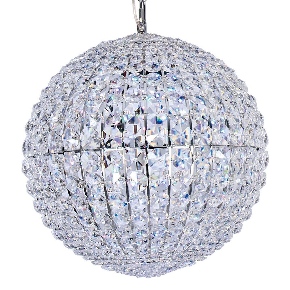 Pendente Lustre Esfera Bola Globo De Cristal K9 com metal Cromado D30Cm - 5xG9 halopin- Nick